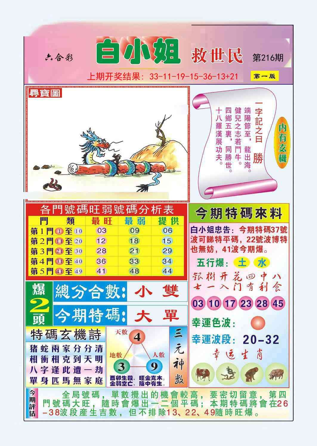2025216期：白小姐救世