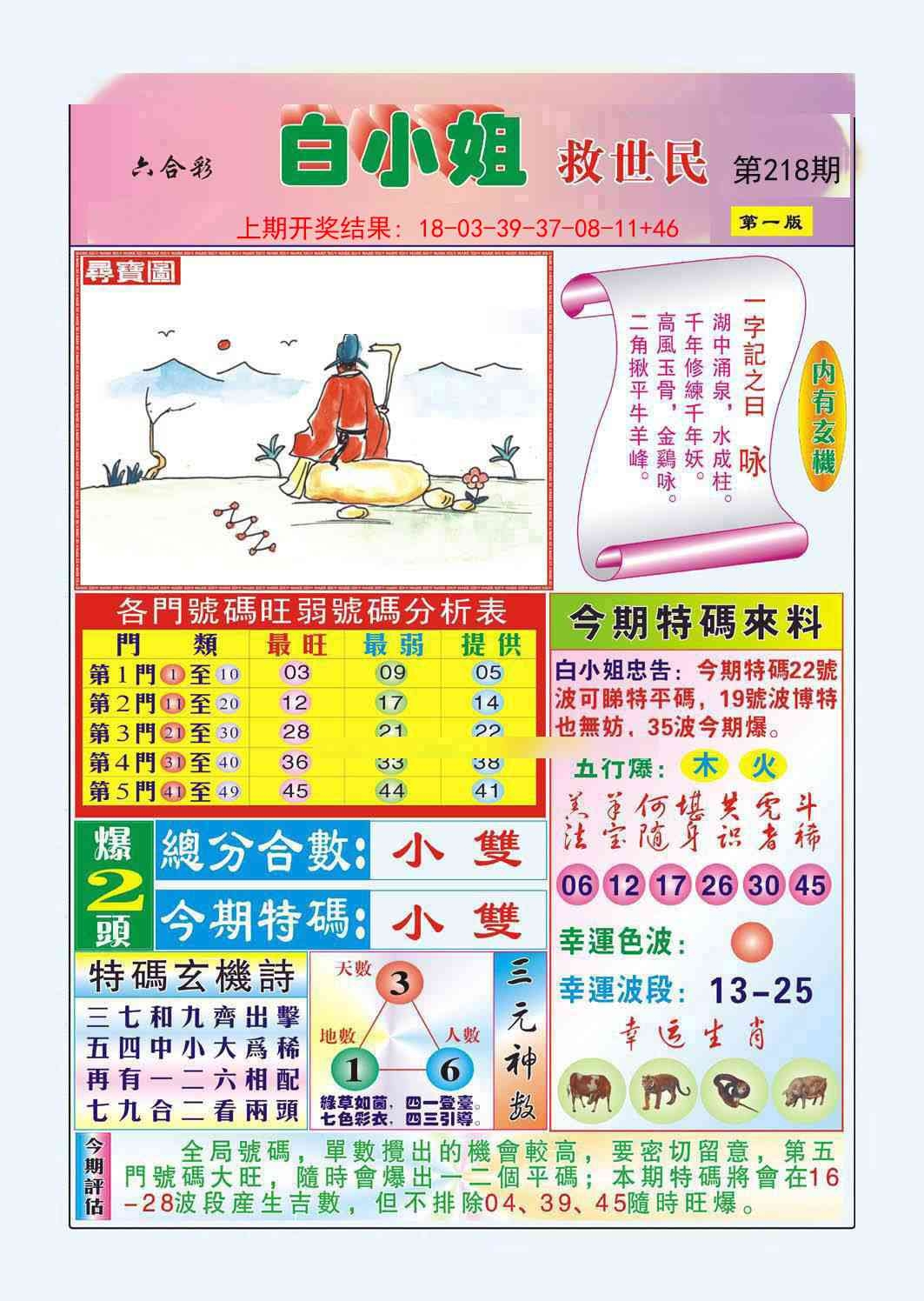 2025218期：白小姐救世