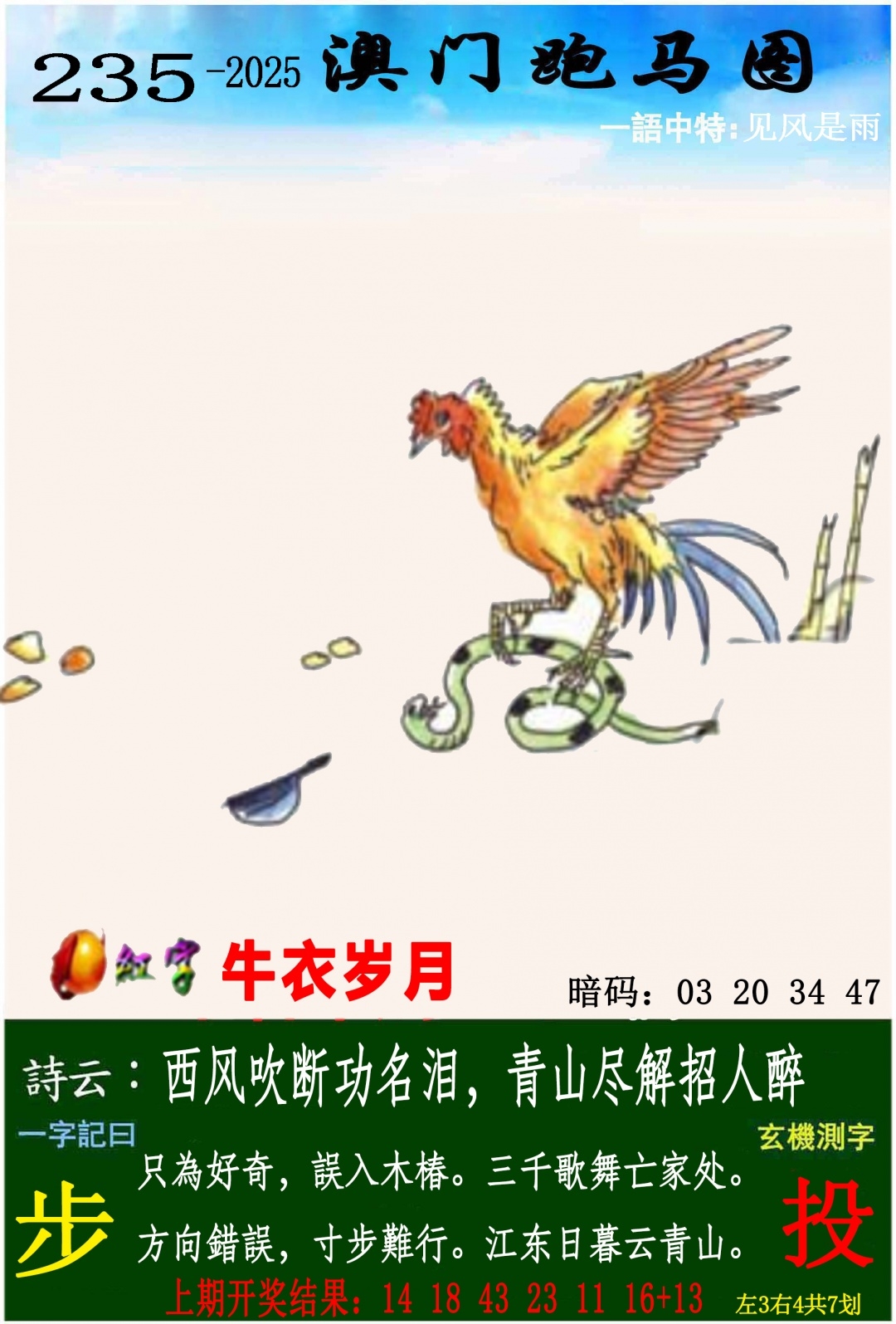 2025235期：澳門跑馬圖