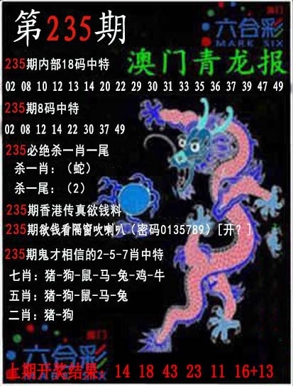 2025235期：澳門青龍報
