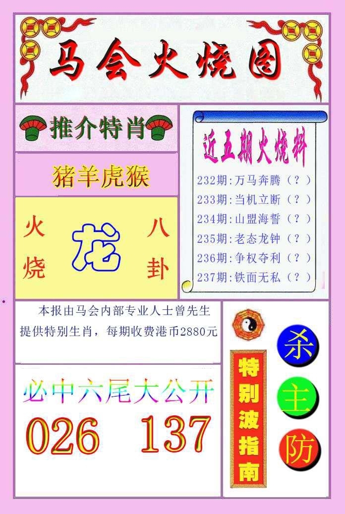 2025237期：馬會(huì)火燒圖
