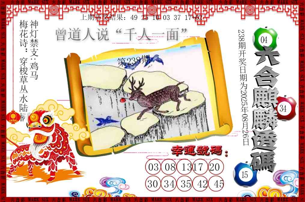 2025238期：六麒麟透碼