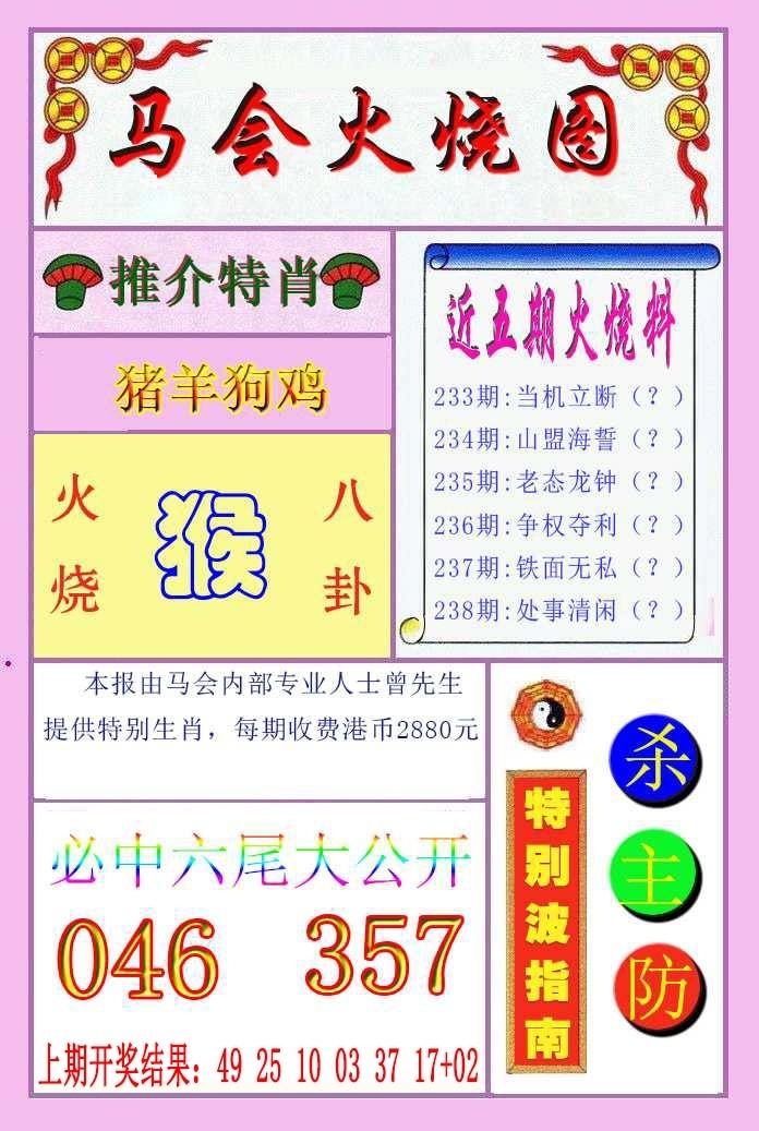 2025238期：馬會(huì)火燒圖