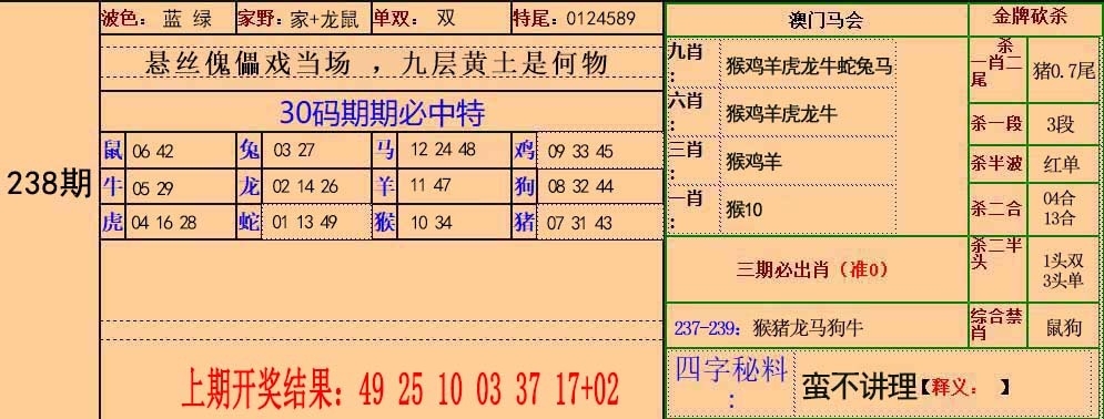 2025238期：30碼中特圖