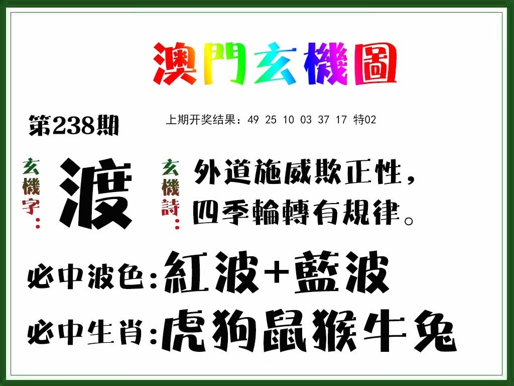 2025238期：澳門玄機(jī)圖