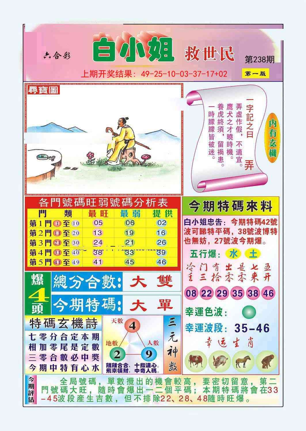 2025238期：白小姐救世