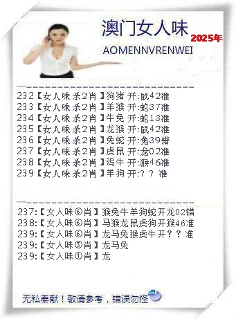 2025239期：澳門女人味