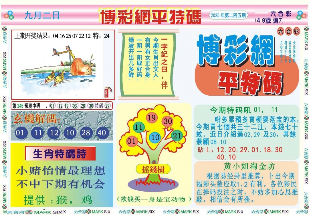 2025245期：博彩平特報(bào)