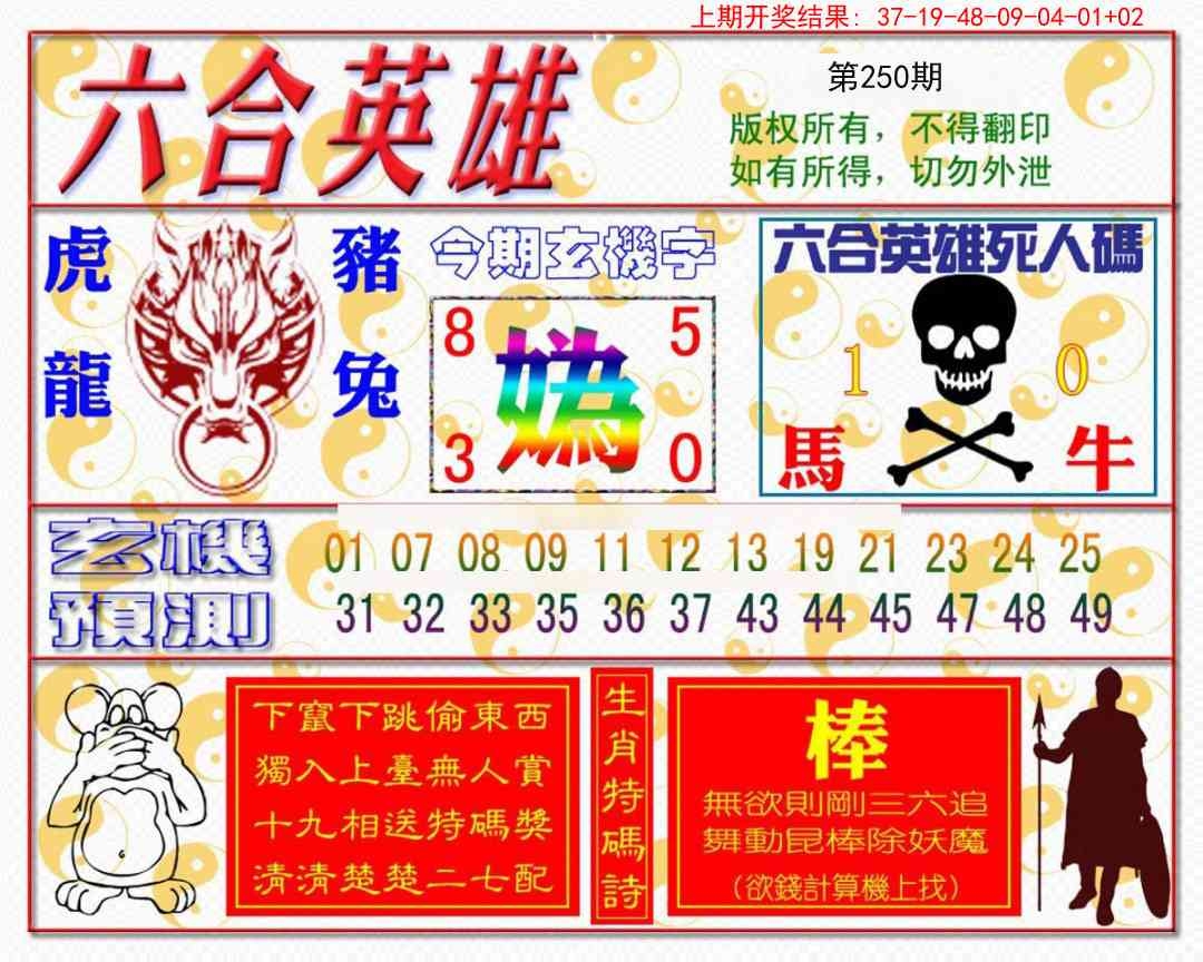 2025250期：六合英雄報(bào)