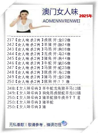 2025250期：澳門女人味