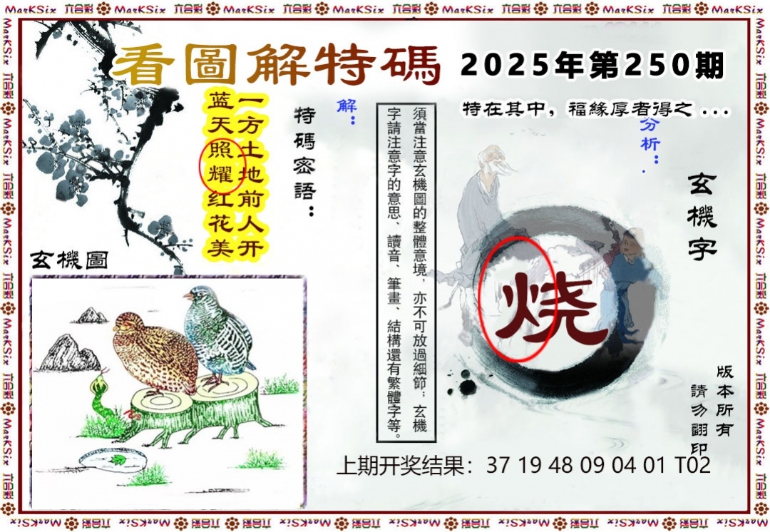 2025250期：看圖解特碼