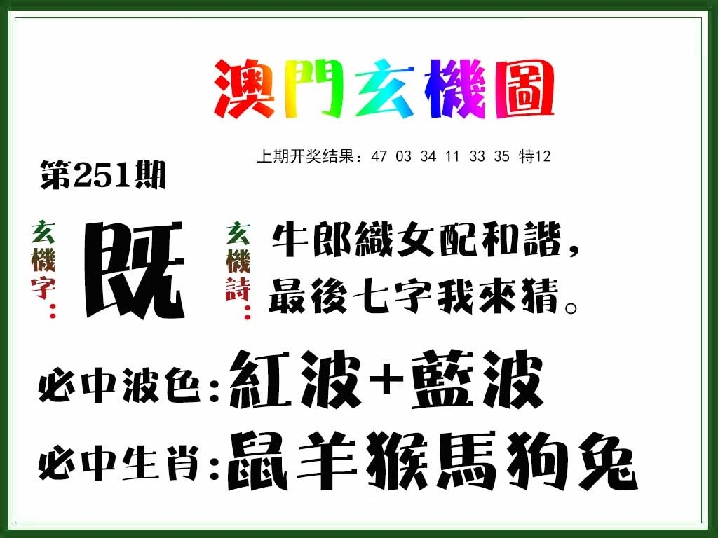 2025251期：澳門玄機(jī)圖