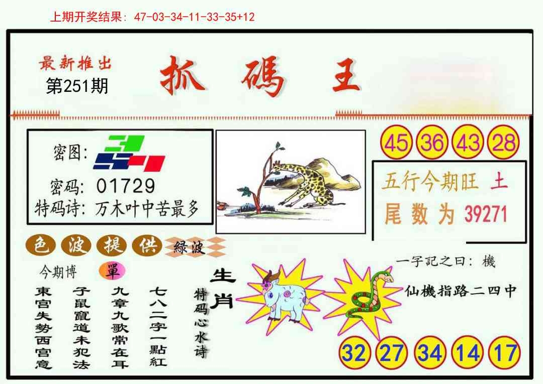 2025251期：澳門抓碼王
