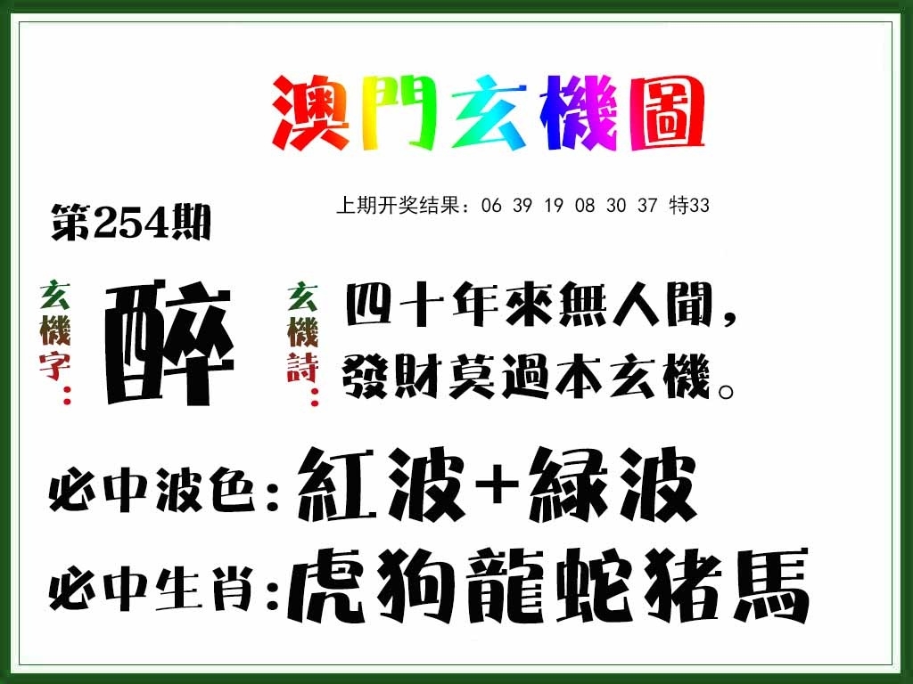 2025254期：澳門玄機圖