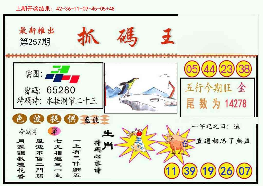 2025257期：澳門抓碼王