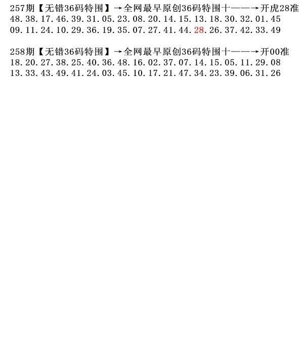 2025258期：36碼中特圖
