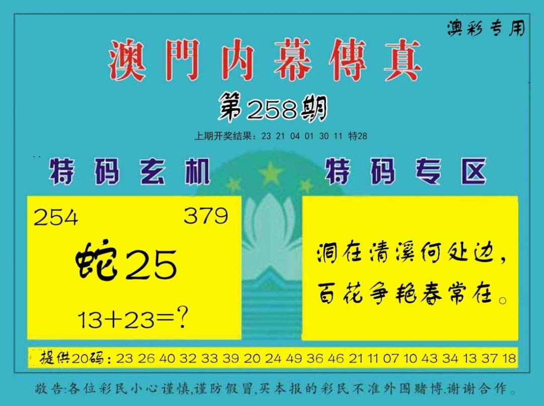 2025258期：內(nèi)幕傳真圖