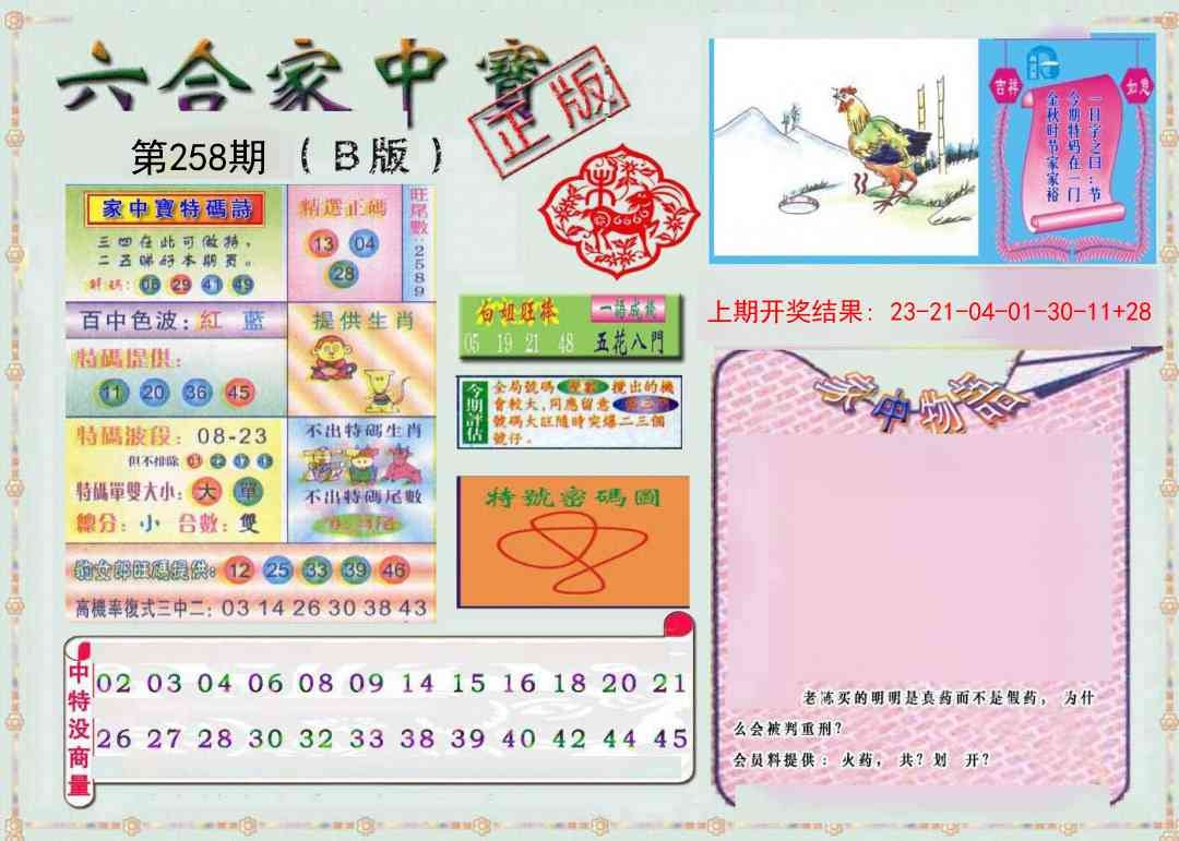 2025258期：六合家寶B