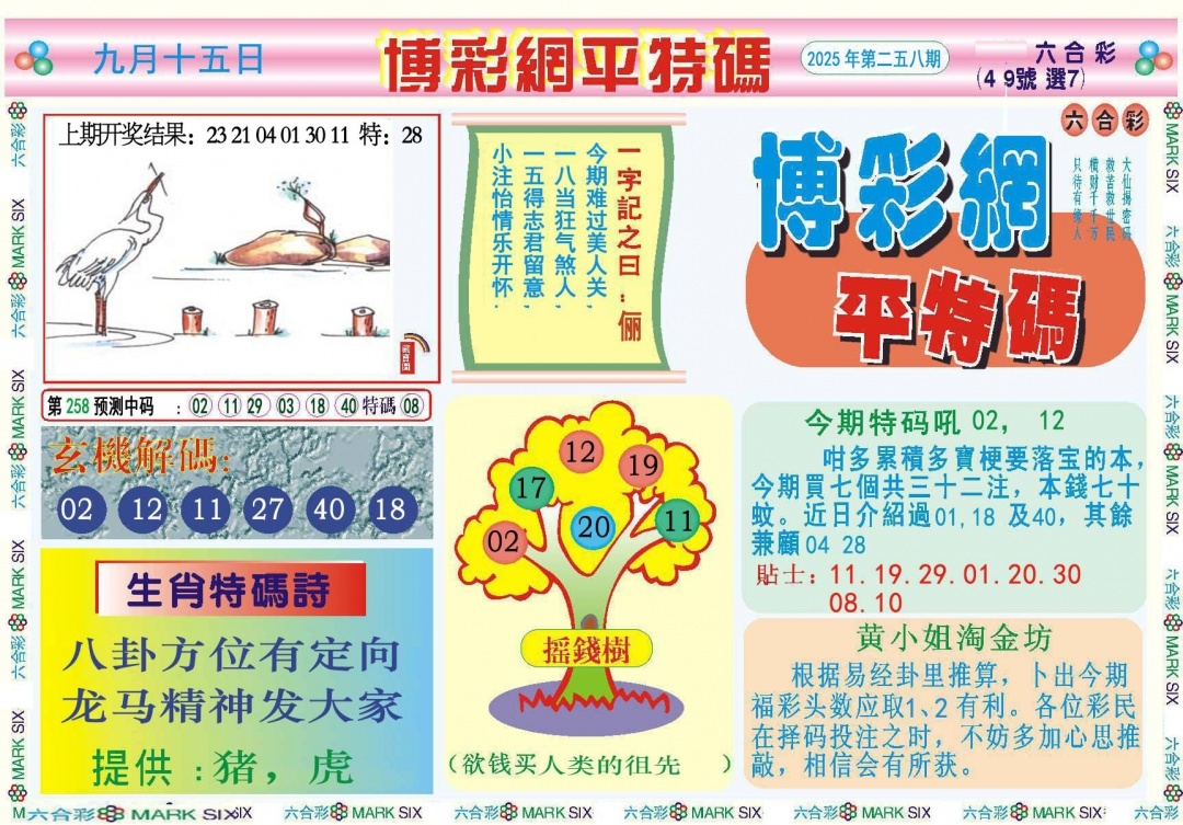 2025258期：博彩平特報(bào)