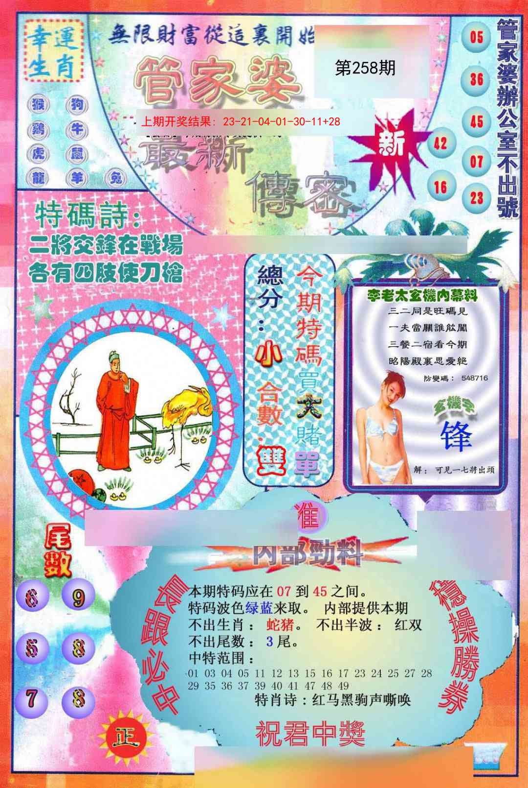 2025258期：管家婆密傳