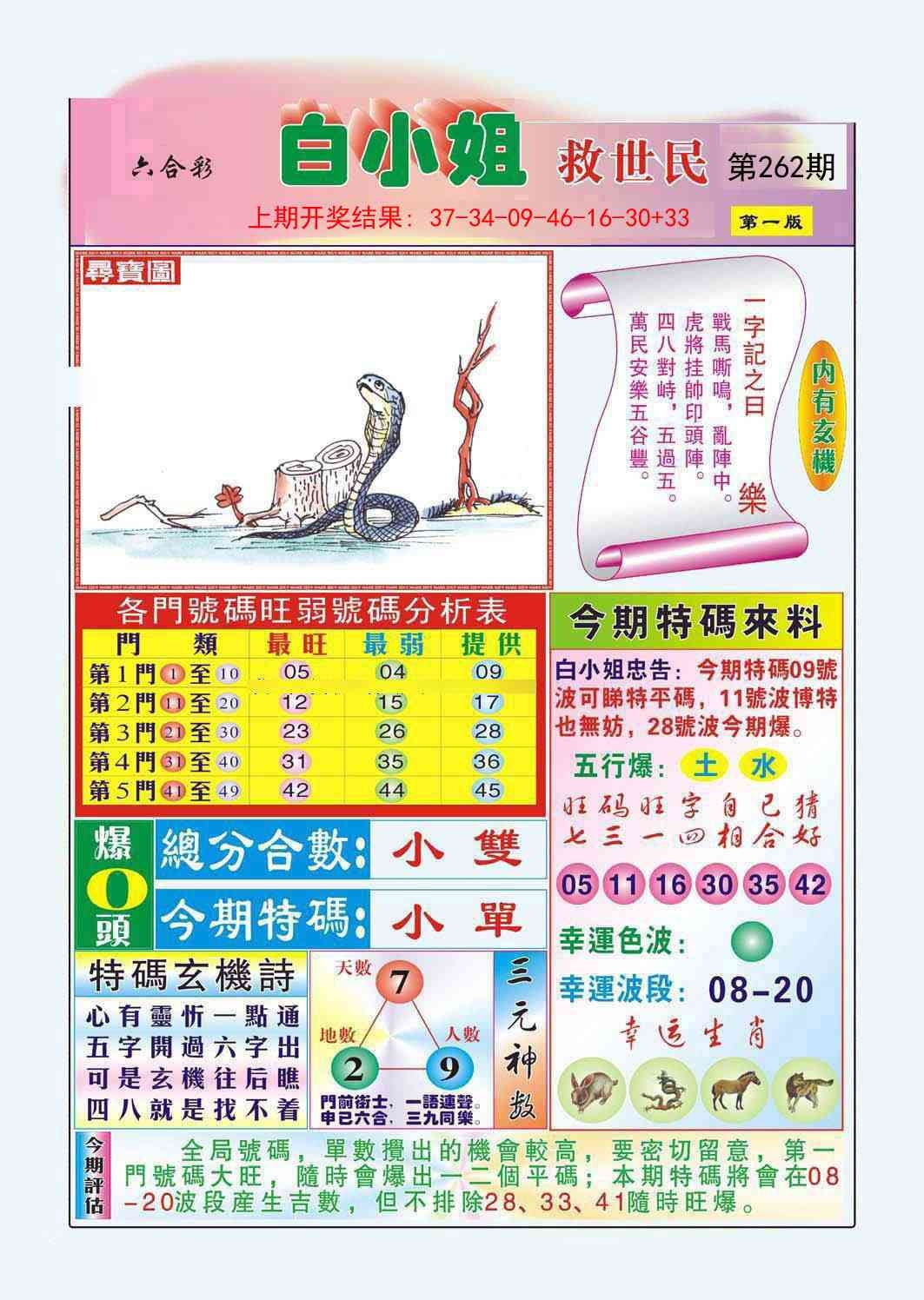 2025262期：白小姐救世