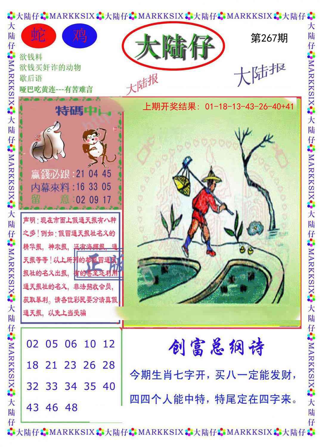 2025267期：澳门大陆仔，描绘205期澳门天天彩玄机:秀才元帅找杏花;解析2025新澳门天天免费6肖12码：【鼠虎龙马猴猪,1-5-7-10-15-19-31-33-35-36-47-49】
