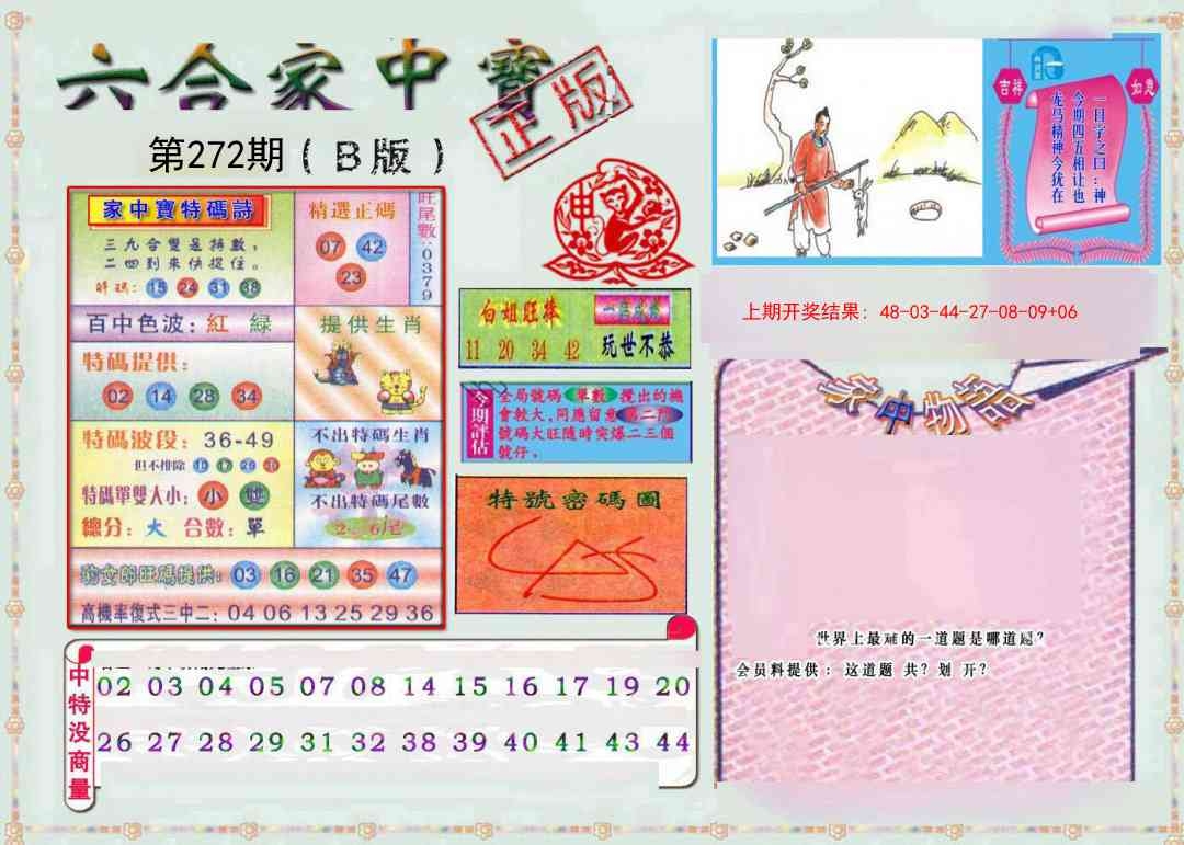 2025272期：六合家宝B，描绘2025最全免费正版大全玄机:兔来本期看四九;解析2025综合资料大全3肖6码：【鼠牛猴,4-11-26-27-31-36】