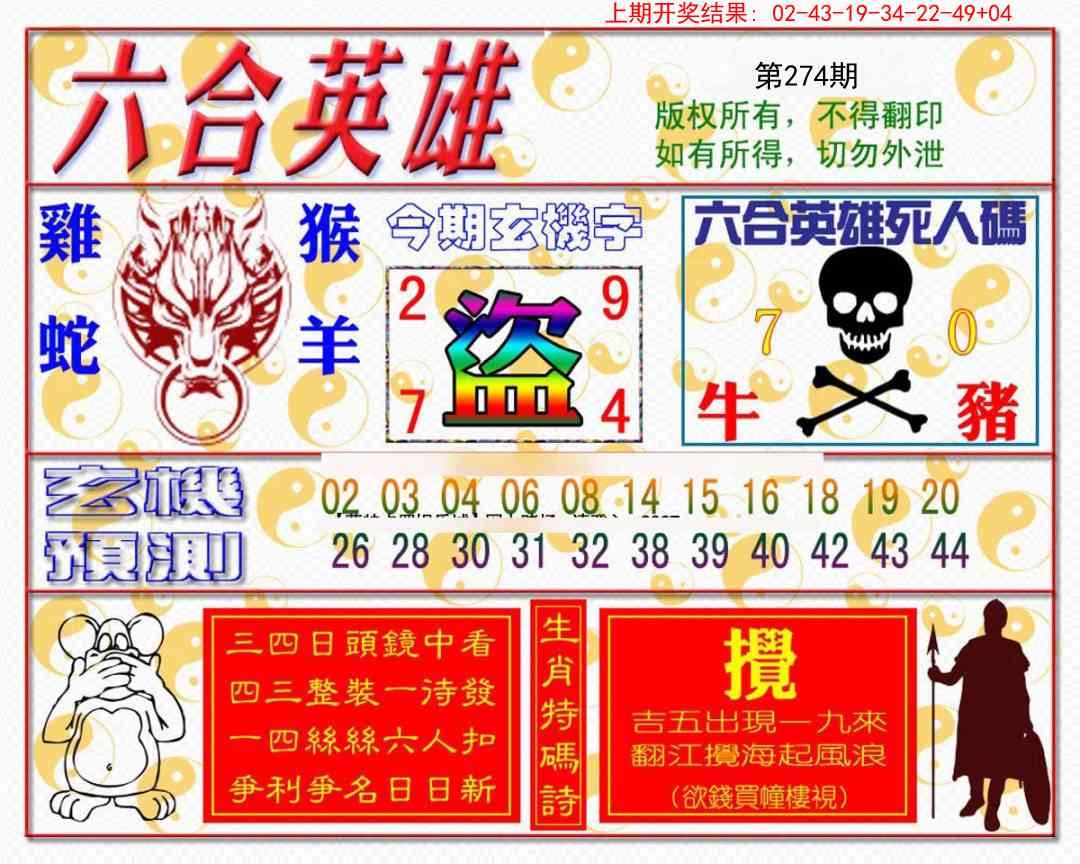 2025274期：六合英雄报，描绘2025综合资料大全玄机:欲钱看天庭 (马狗);解析2025最新免费资料3肖6码：【牛猴鸡,4-21-24-25-35-48】