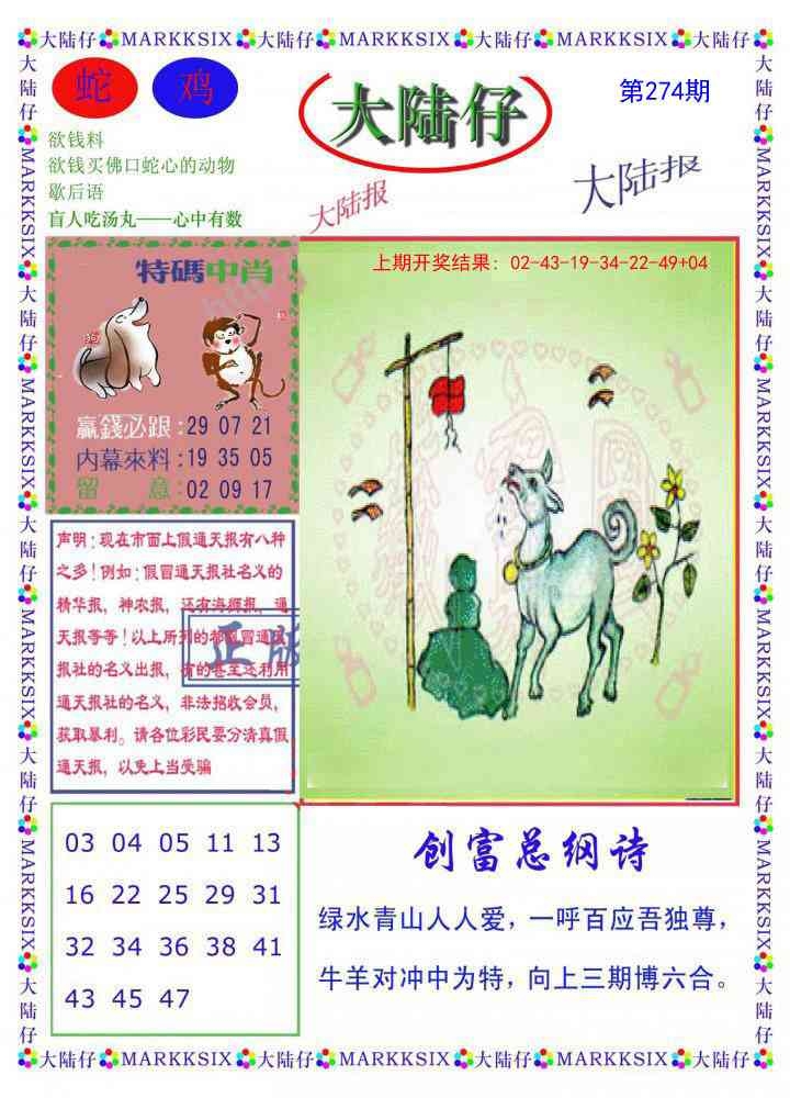 2025274期：澳门大陆仔，描绘205期澳门天天彩玄机:欲钱看天庭 (马狗);解析2025新澳门天天免费3肖6码：【牛猴鸡,4-21-24-25-35-48】