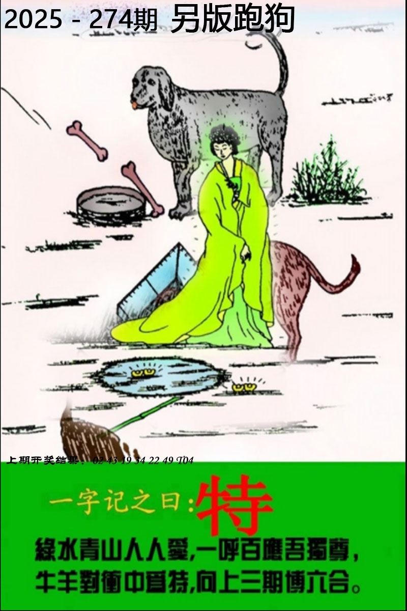 2025274期：另版跑狗图，描绘7777788888新版跑狗图解析玄机:欲钱看天庭 (马狗);解析7777788888新版跑狗3肖6码：【牛猴鸡,4-21-24-25-35-48】