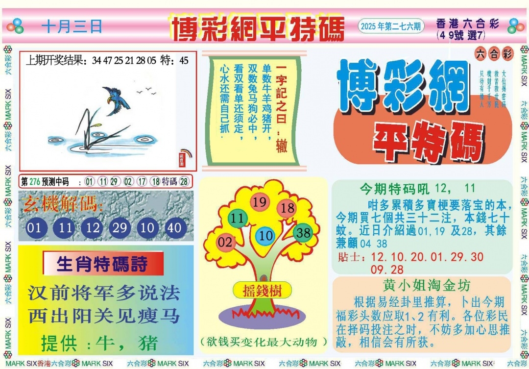 2025276期：博彩平特报，描绘2025年新澳天天彩免费查询玄机:金鸡报晓在三更;解析2025新澳天天彩免费6肖12码：【鼠牛虎兔龙马,3-6-10-15-21-23-25-27-32-43-45-47】