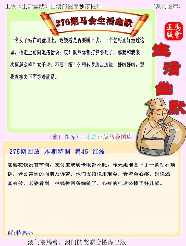 2025276期：新生活幽默，描绘2025最新正版资料免费玄机:金鸡报晓在三更;解析2025期期精准免费6肖12码：【鼠牛虎兔龙马,3-6-10-15-21-23-25-27-32-43-45-47】