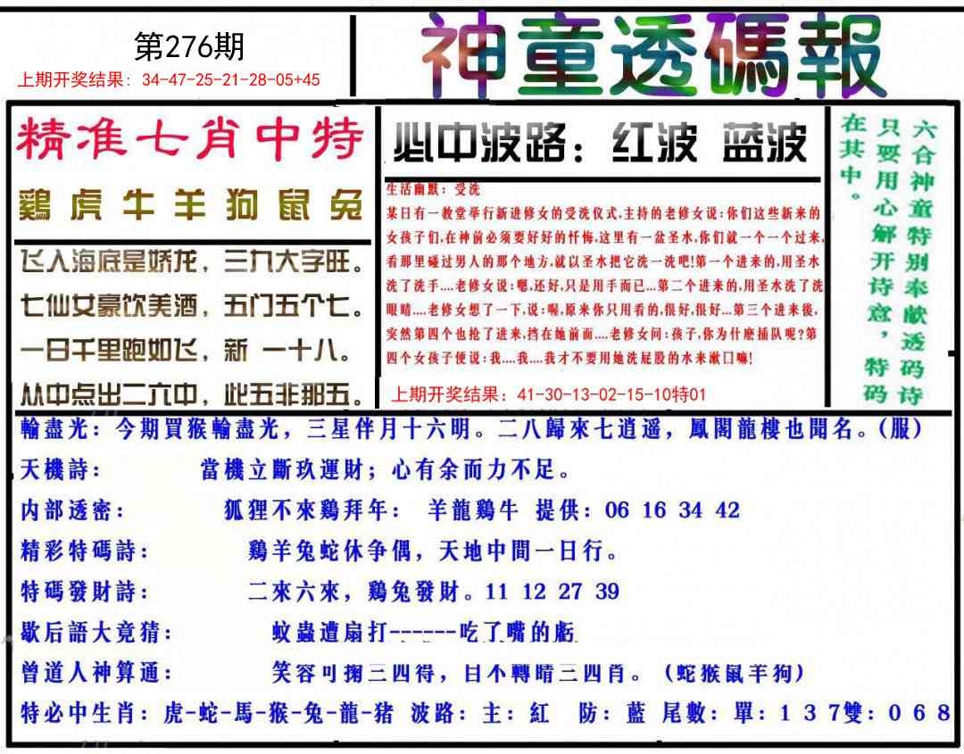 2025276期：神童透码报，描绘2025新期期准的准确消息玄机:金鸡报晓在三更;解析2025新澳门天天开好彩大乐透开奖号码6肖12码：【鼠牛虎兔龙马,3-6-10-15-21-23-25-27-32-43-45-47】