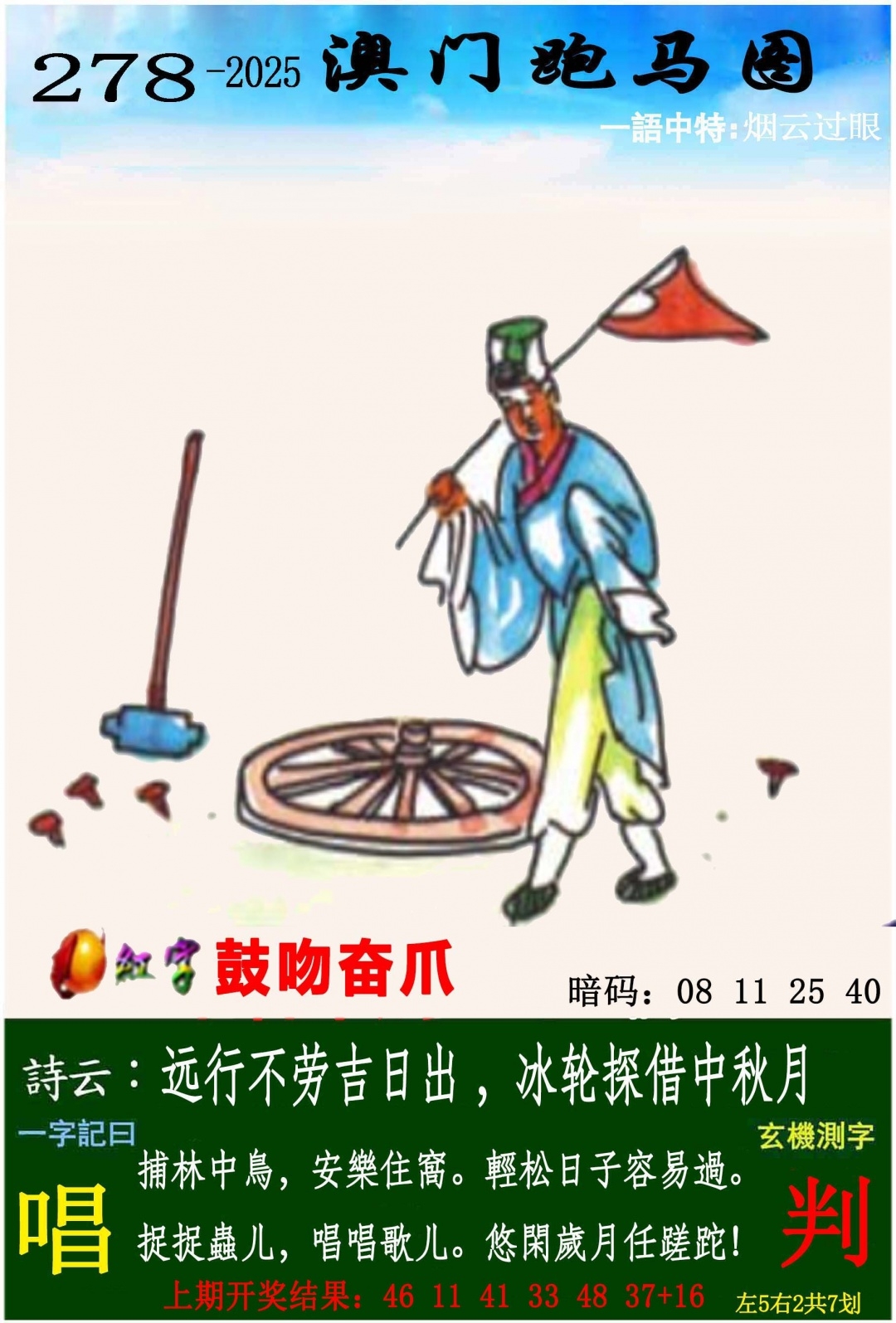 2025278期：澳门跑马图，描绘205期澳门天天彩玄机:铁树开花古来稀;解析2025年新澳门天天开好3肖6码：【蛇鸡狗,4-10-11-24-30-37】