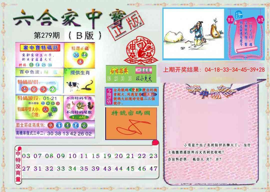 2025279期：六合家宝B，描绘2025最全免费正版大全玄机:鼠前龙后开一码;解析2025综合资料大全6肖12码：【鼠虎兔龙蛇羊,4-5-7-22-23-26-28-31-32-43-45-48】