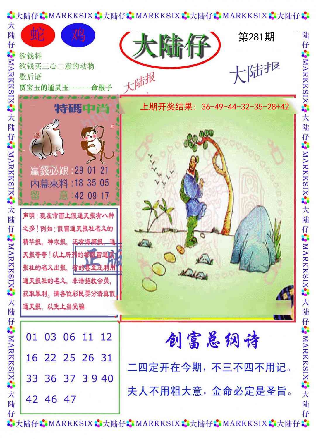 2025281期：澳门大陆仔，描绘205期澳门天天彩玄机:买三用六合;解析2025新澳门天天免费6肖12码：【虎兔蛇马猴鸡,3-4-22-23-28-32-35-37-39-42-44-49】