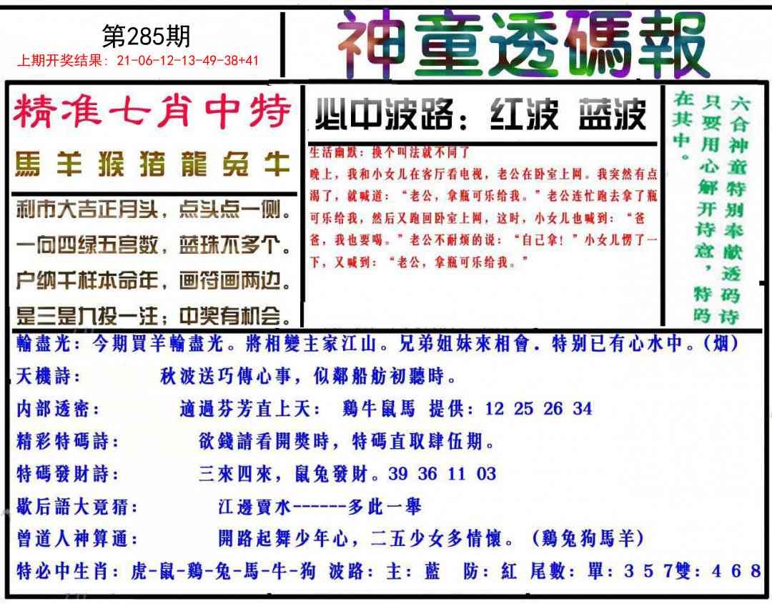 2025285期：神童透码报，描绘2025新期期准的准确消息玄机:绿花定会开;解析2025新澳门天天开好彩大乐透开奖号码6肖12码：【牛龙蛇马羊鸡,2-3-5-10-12-13-18-19-24-26-47-49】