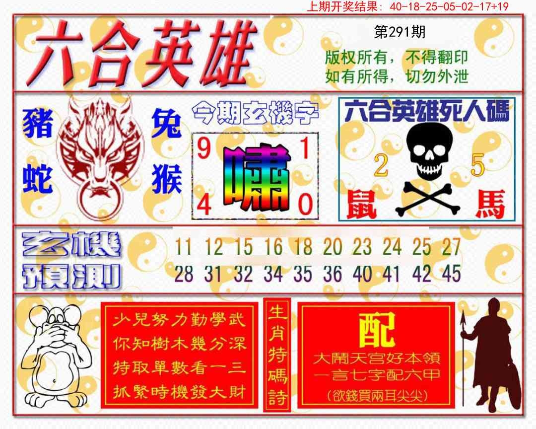 2025291期：六合英雄报，描绘2025最新免费资料玄机:六六大顺二八来;解析2025综合资料大全5肖10码：【虎龙蛇马猴,1-15-23-33-34-35-39-43-45-47】