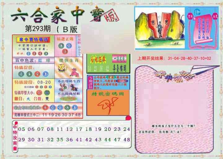 2025293期：六合家宝B，描绘2025最全免费正版大全玄机:欲钱看最可爱的人(龙鸡);解析2025最全免费资料大全3肖6码：【鼠龙羊,2-8-9-15-16-24】