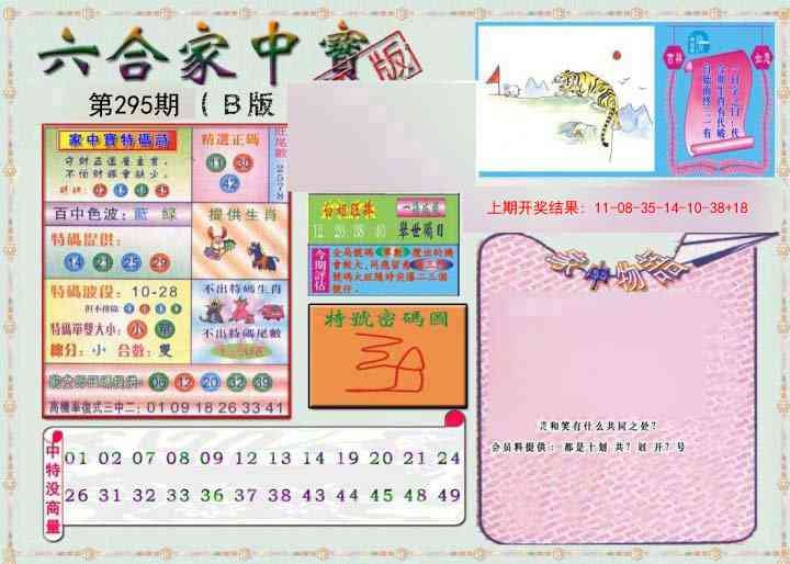 2025295期：六合家宝B，描绘2025最全免费正版大全玄机:今期生肖有火花;解析2025最全免费资料大全5肖10码：【龙蛇马猴狗,3-6-18-30-35-38-42-43-44-49】