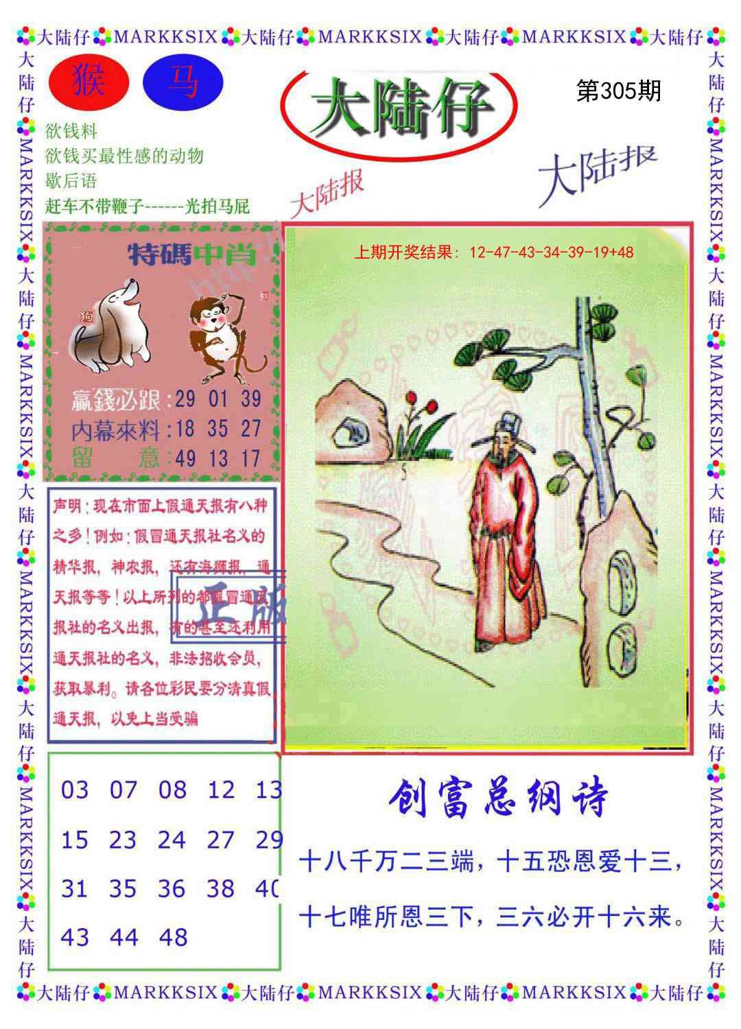 2025305期：澳门大陆仔，描绘205期澳门天天彩玄机:十七十八正少年;解析2025新澳门冷码表5肖10码：【虎马猴鸡猪,3-12-14-28-30-32-33-35-45-48】