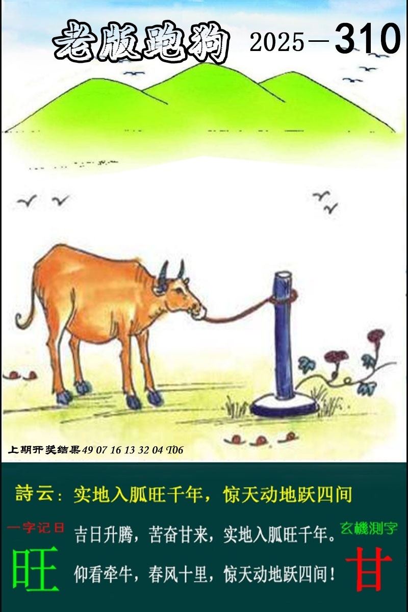 2025310期：老版跑狗图，描绘2025最新正版资料免费玄机:今期特门一二七;解析2025正版资料大全3肖6码：【马狗猪,3-11-12-22-29-30】