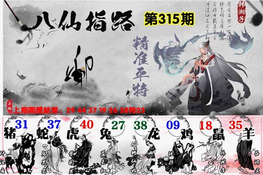 2025315期：八仙指路图，描绘2025澳门今晚金牌谜语玄机:今期生肖三七开;解析2025天天彩资料免费图片6肖12码：【虎龙蛇羊鸡猪,4-6-10-11-13-16-20-36-37-38-43-45】