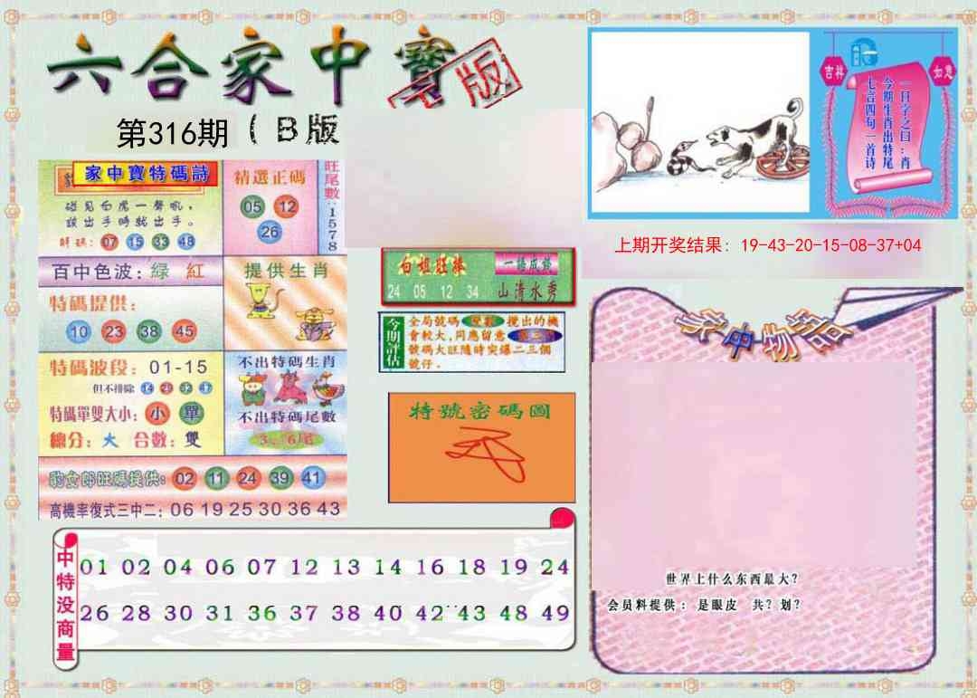 2025316期：六合家宝B，描绘2025最全免费正版大全玄机:绿蓝必定有花招;解析2025最全免费资料大全4肖8码：【龙羊鸡狗,4-19-24-25-28-30-40-47】