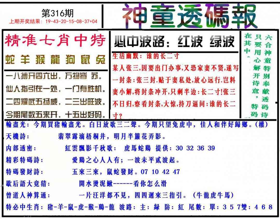 2025316期：神童透码报，描绘2025新澳门天天开好彩大乐透号码玄机:六合出在百姓家;解析2025新澳门冷码表5肖10码：【虎兔龙鸡狗,7-10-12-13-14-18-21-29-43-48】