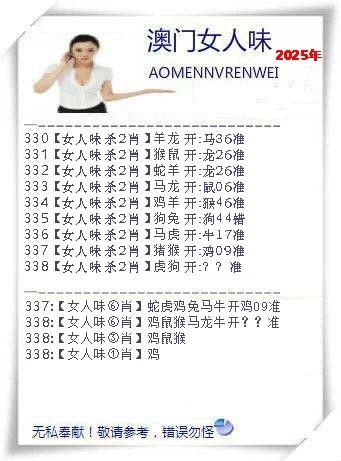 2025338期：澳门女人味，描绘2025年新澳门天天开好彩玄机:红绿两波可看好;解析2025今天晚上澳门开什么4肖8码：【虎马羊猴,3-10-24-25-26-29-32-42】