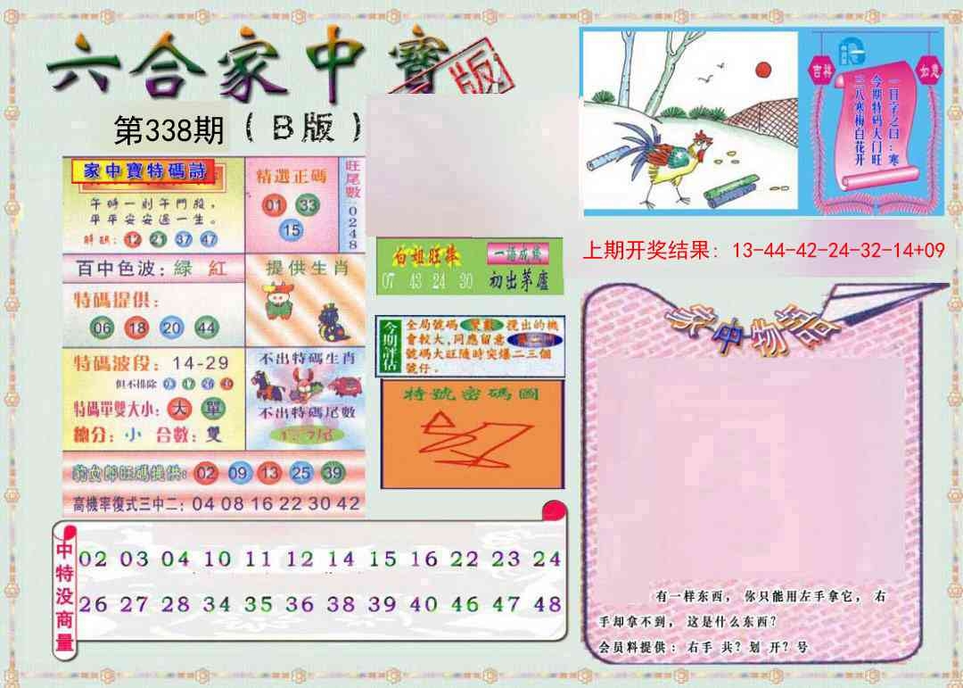 2025338期：六合家宝B，描绘2025综合资料大全玄机:二字组合中五定;解析2025最全免费资料大全3肖6码：【龙马猴,4-7-20-24-28-48】