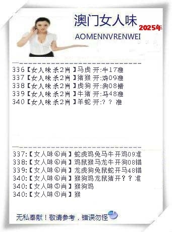 2025340期：澳门女人味，描绘2025年新澳门天天开好彩玄机:二八合七有灵码;解析2025今天晚上澳门开什么4肖8码：【羊猴鸡猪,3-5-8-11-13-19-34-38】